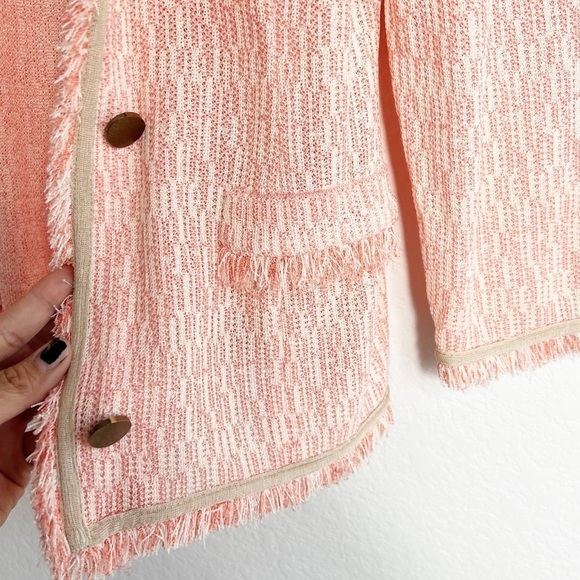 MING WANG PLUMERIA MAGNOLIA TWIG BLAZER JACKET SIZE XS PINK BEIGE BRAND NEW - Picture 6 of 7